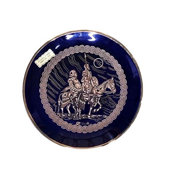 Decorative Vintage Plate Cobalt Blue and Gold Oro De‎ Ley - Picture 1 of 4